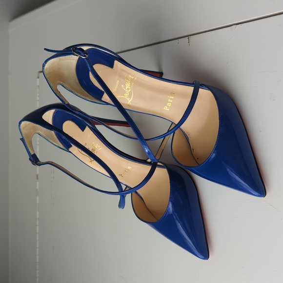 Christian Louboutin Cross Blake 100 Cobalt Blue Pumps - Picture 1 of 6
